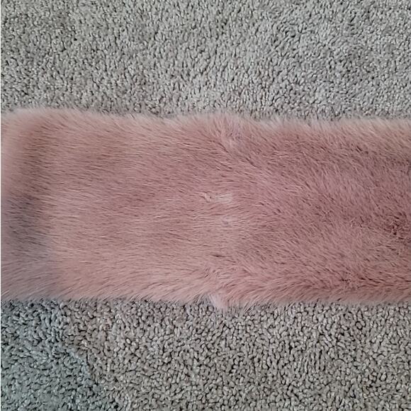 Sam Edelman Faux Fur Neck Warmer | 46” | Pink Black Scarf | EUC - Picture 7 of 7
